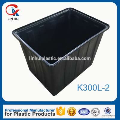 china suppliers 300L Rotational PE plastic food containers with steel cart or wheels